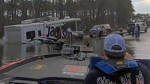 Angler’s RV Goes into Lake at Boat Ramp