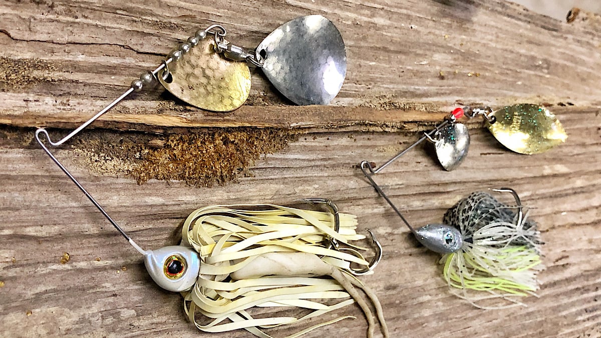 two bass fishing spinnerbaits next to each other