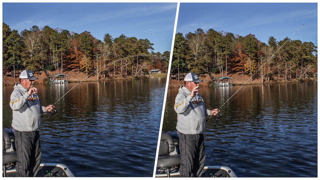 fisherman getting a lure unsnagged