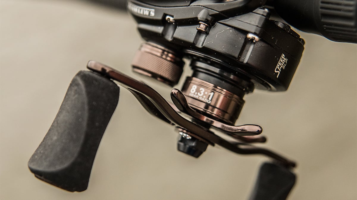 handle of a bass fishing reel