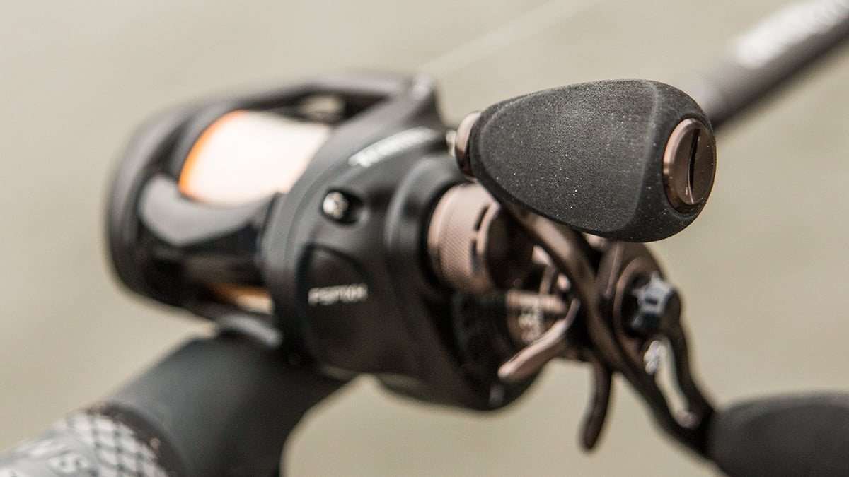 handle on a bass fishing reel