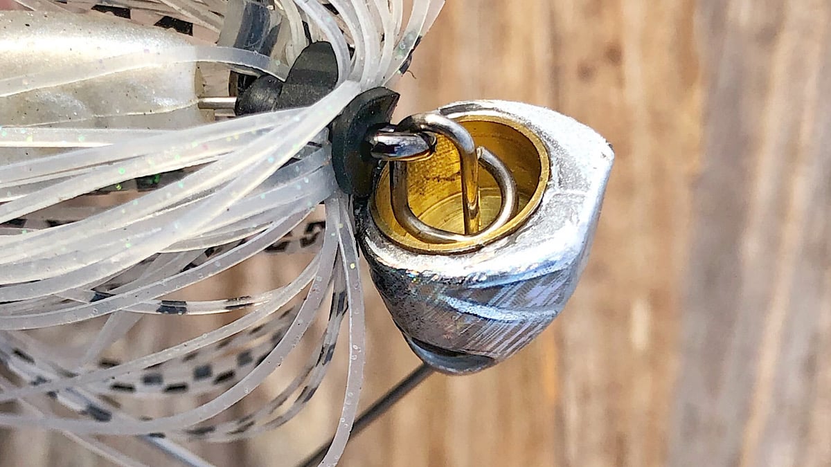 head of a bass fishing spinnerbait