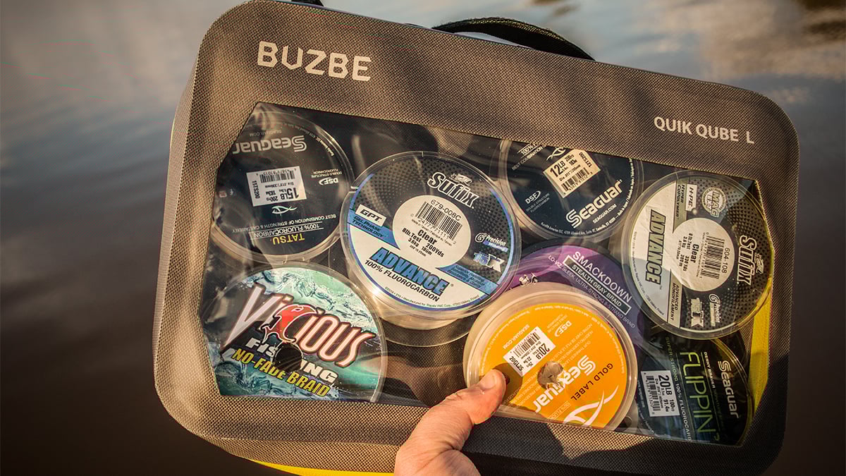 fishing line stored in tackle bag