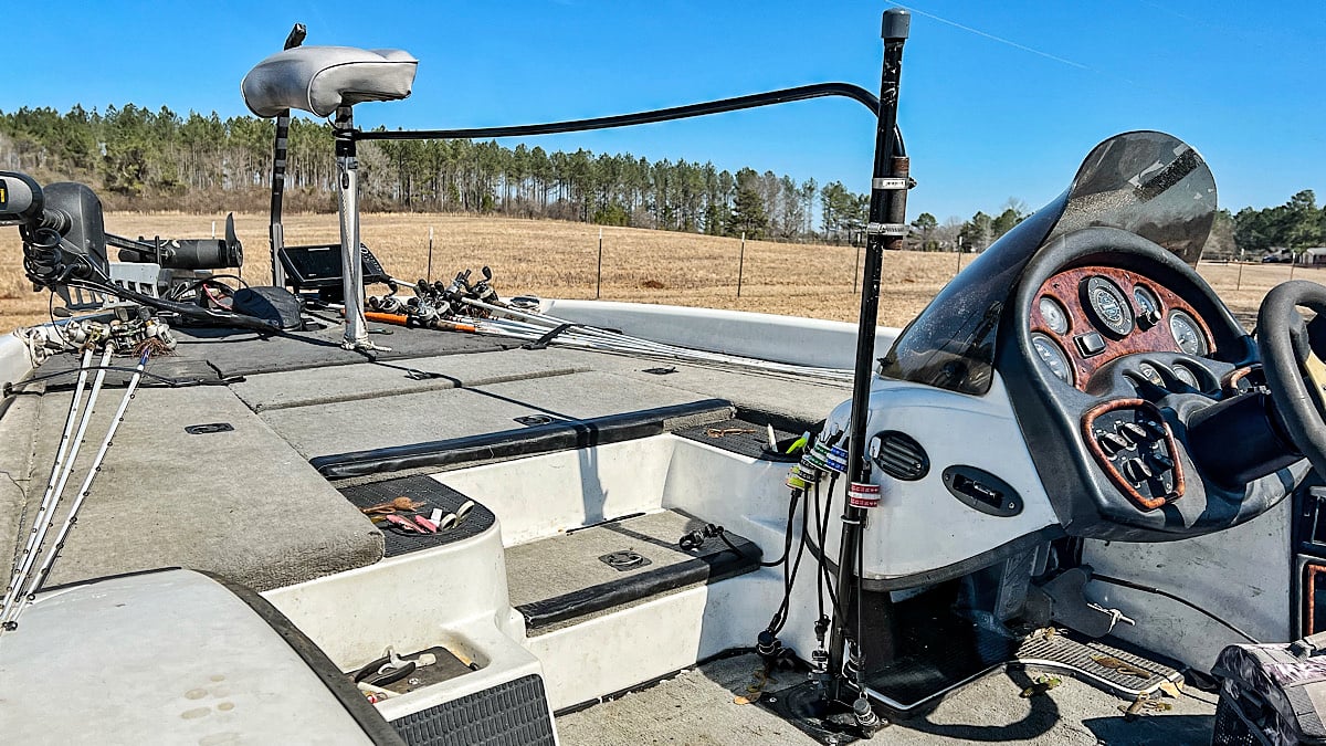pull up bar and handrail in bass boat