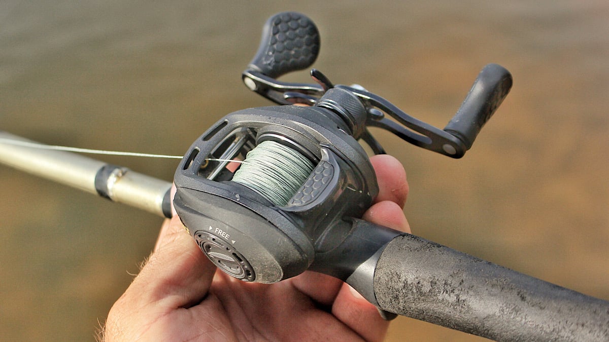 braided line on a bass fishing reel