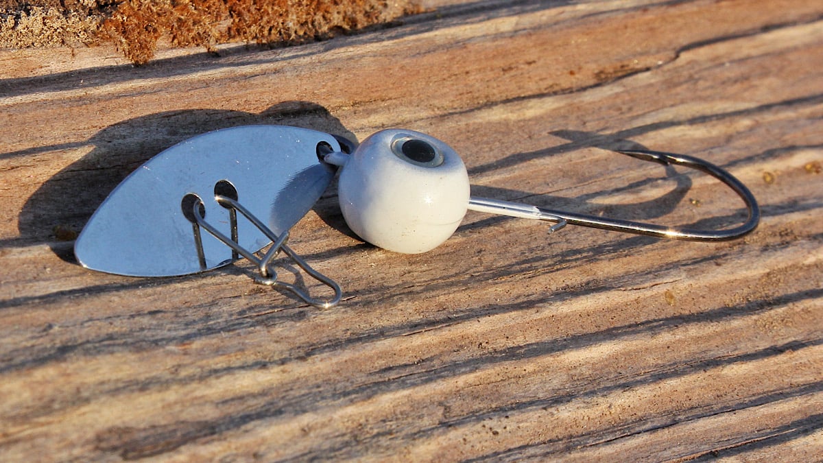 z-man chatterbait on boat dock