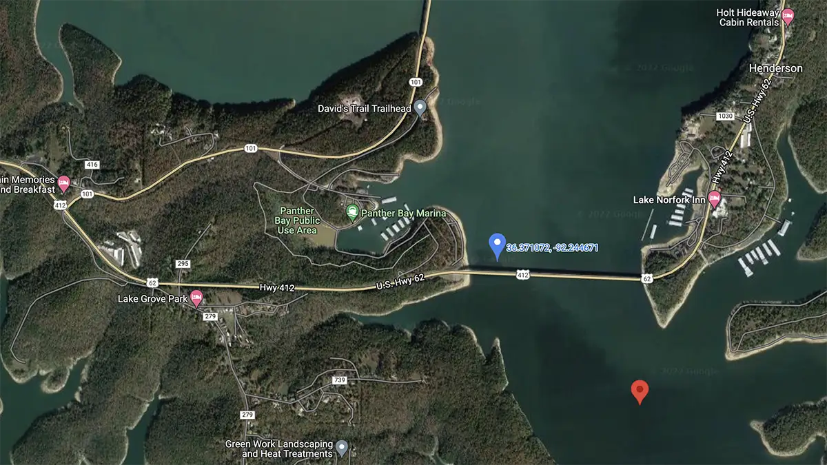 norfork lake 412/62 bridge map