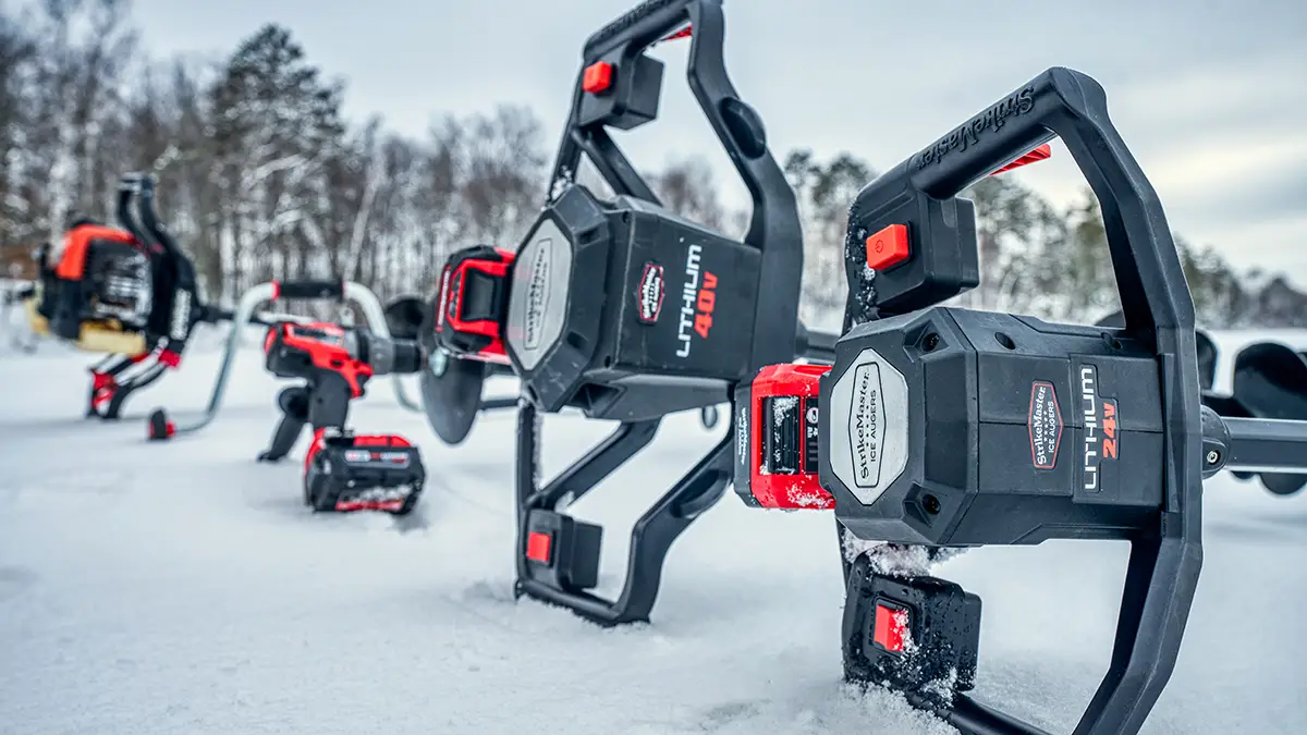 ice augers lined up