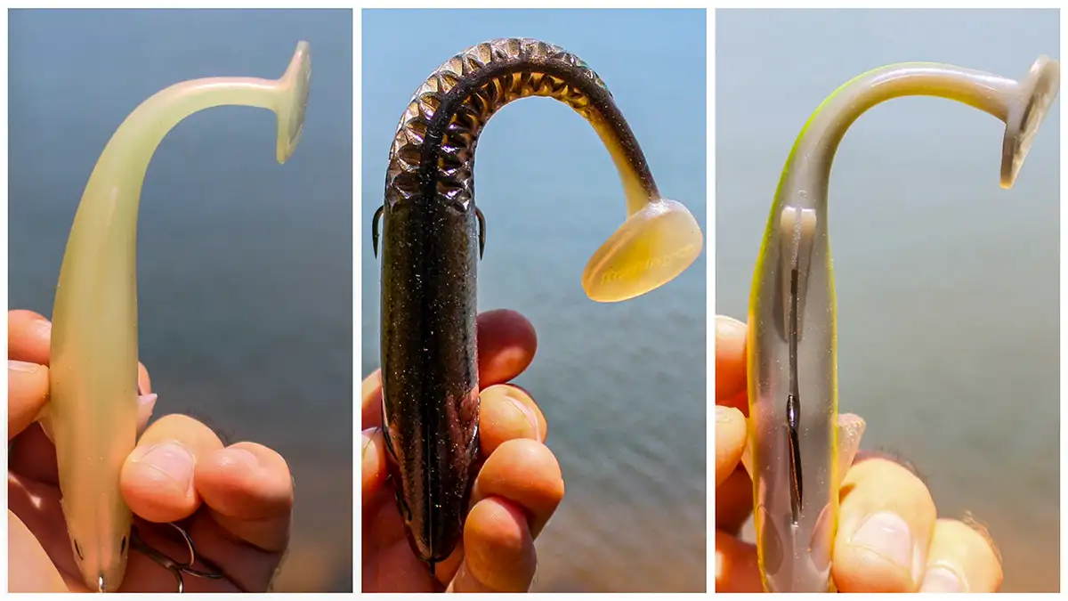 The Cull Shad has a bit more flexibility while all three swim well on a steady retrieve