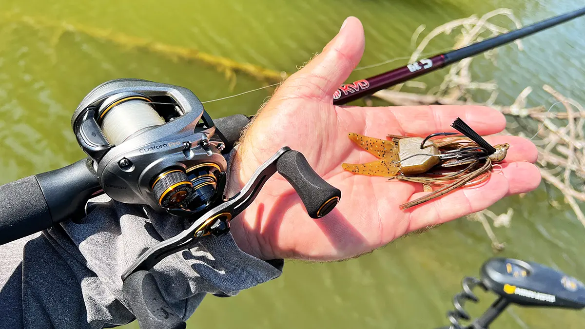 Dirty Jigs Jig and Pig Bait a fishing rod with a dirty jigs jig and pig bait