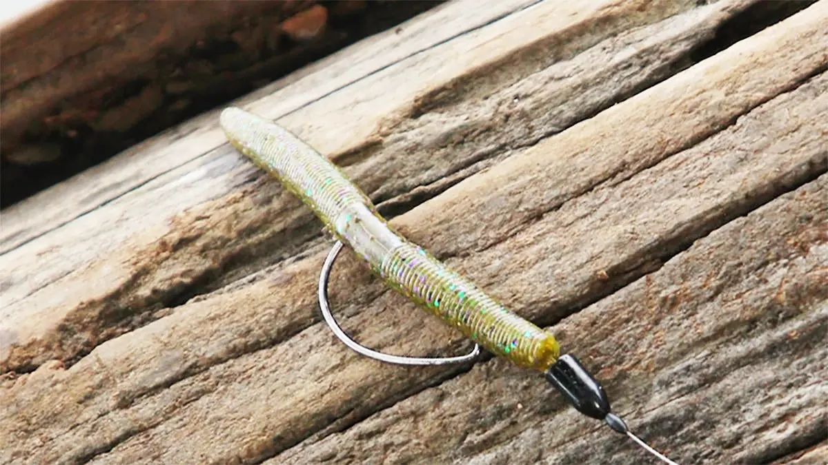 Zoom Zlinky Stick bait Zoom Zlinky stick bait on a hook