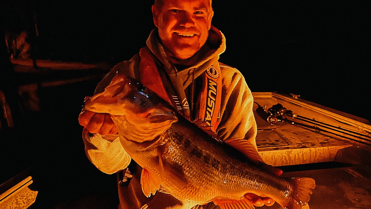 night photos with a bass and PFD