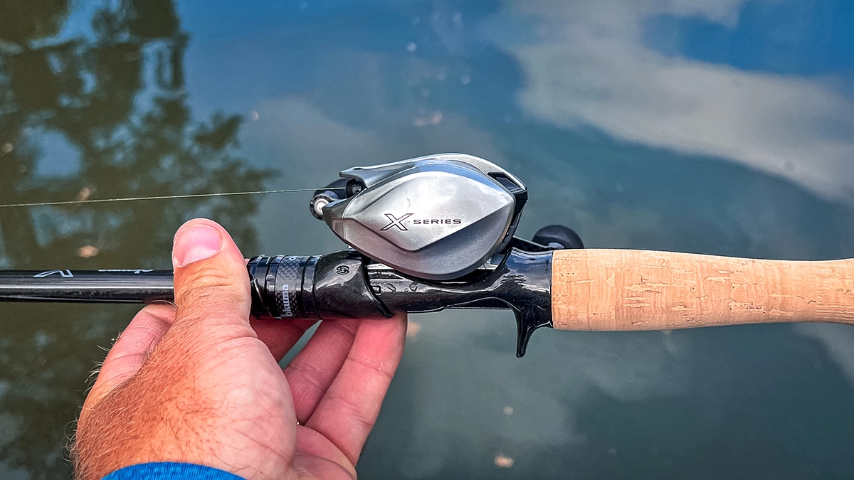 Okuma X-Series Baitcasting reel on an Okuma X Series rod