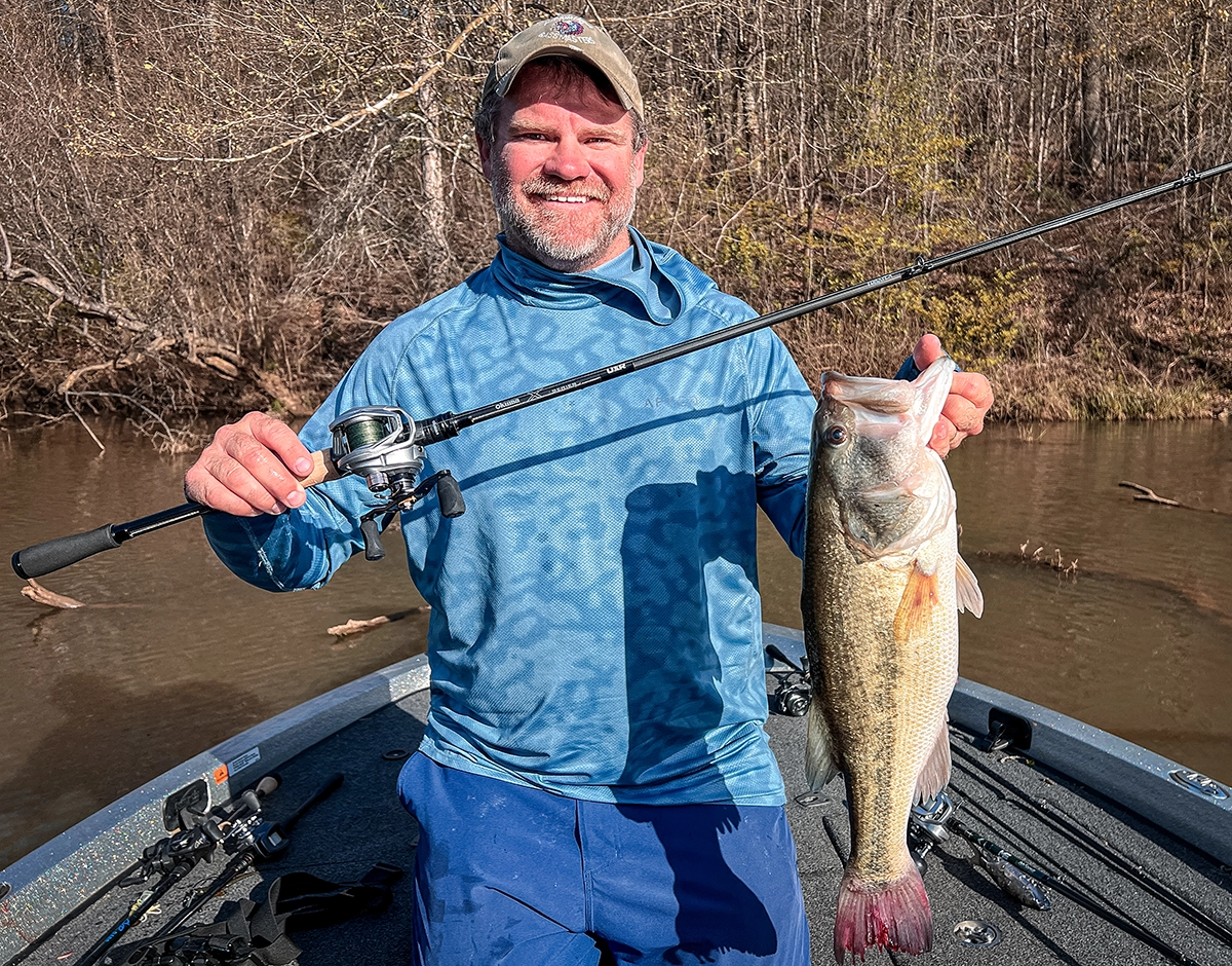 Okuma X-Series Baitcasting reel on an Okuma X Series rod with a nice bass