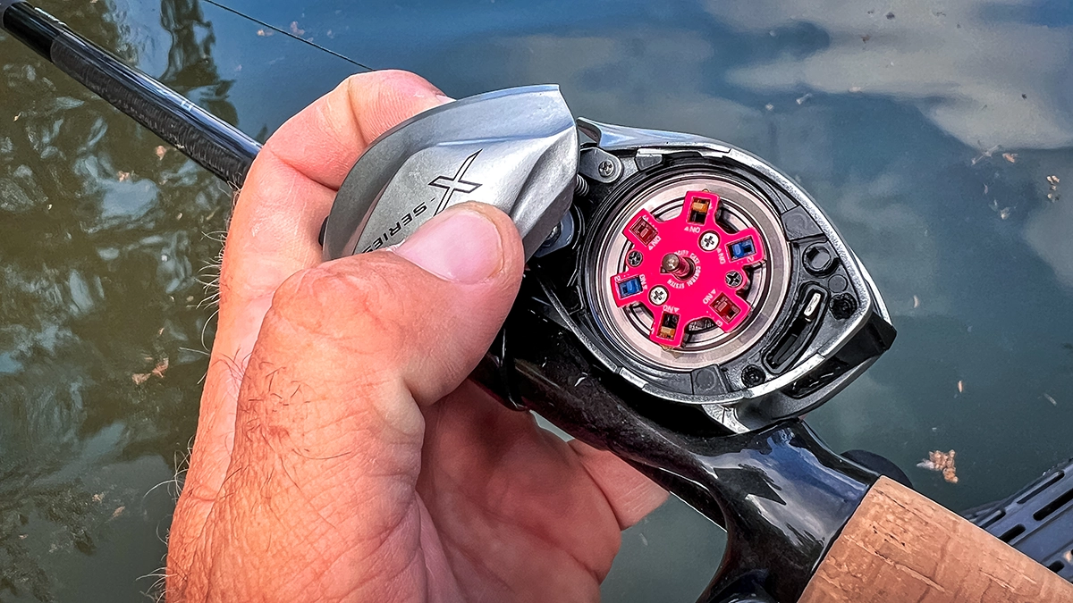 Okuma X-Series Baitcasting reel internal brake velocity control system