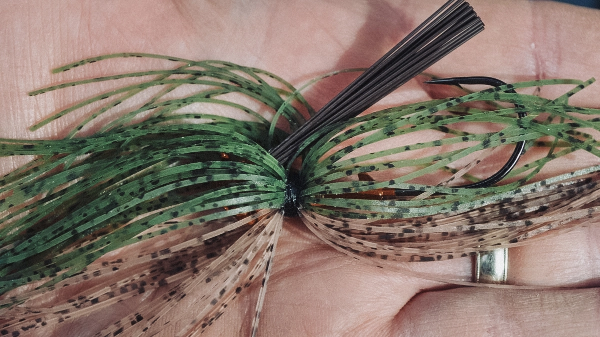 a skirted jig in a hand