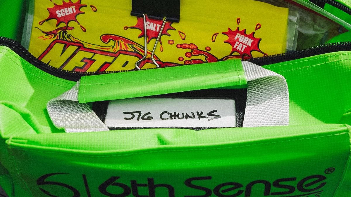 a bag labeled jig chunks