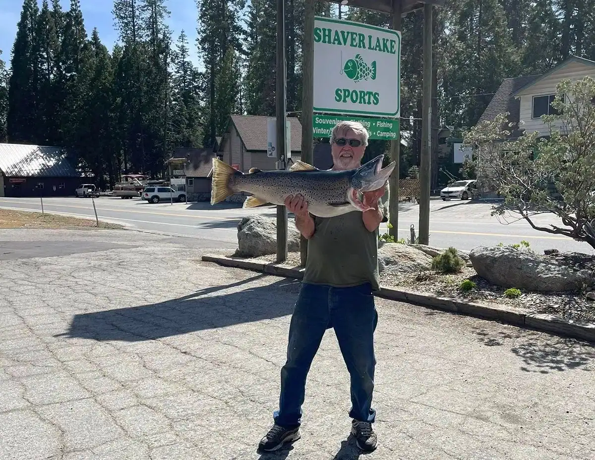 Steve Jones with his Shaver Lake Record Brown Trout