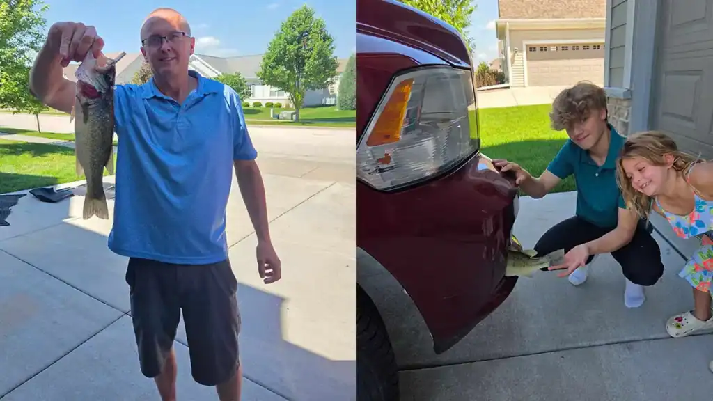 Albert Cutler and kids with bass