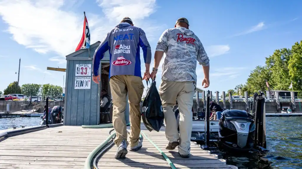 Bass pro Emil Wagner heads to the weigh in