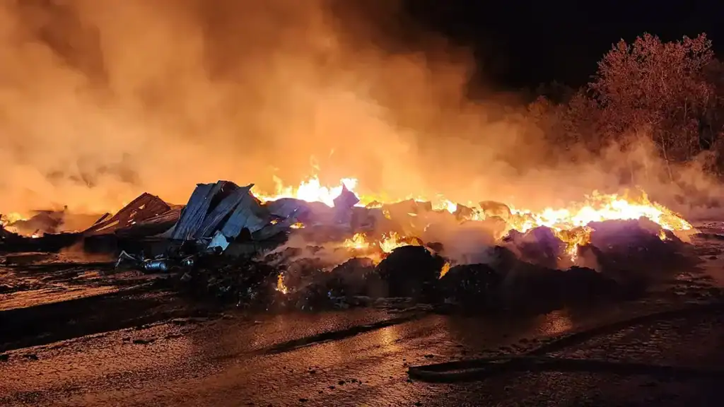 remains of factory fire