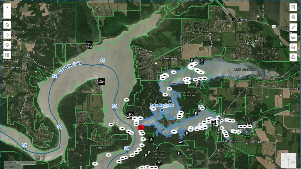 Iowa map Coralville Lake