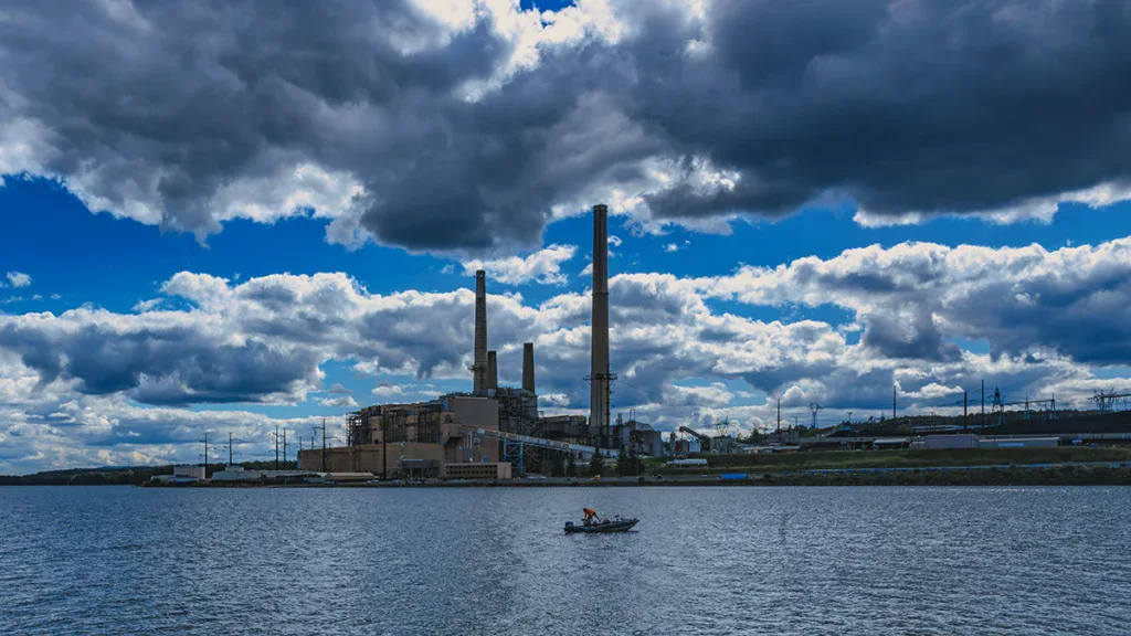 Fishing near power plant