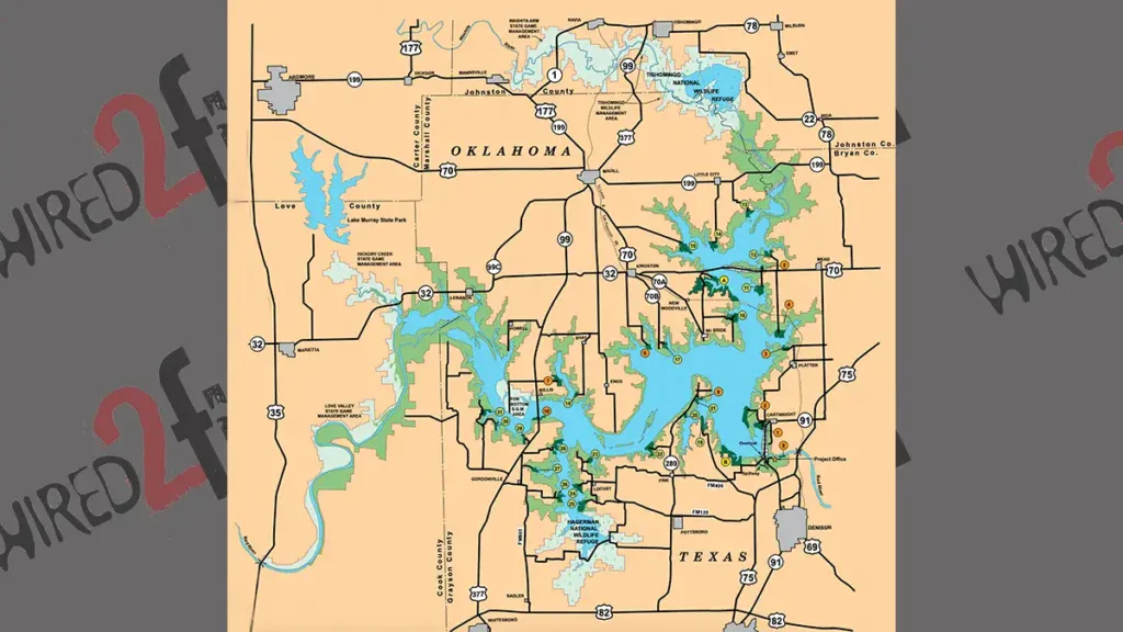 A map of Lake Texoma