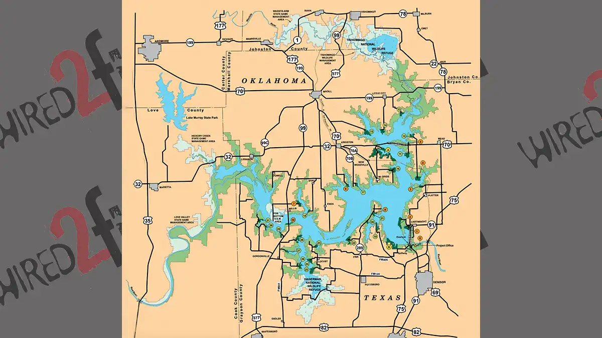 A map of Lake Texoma