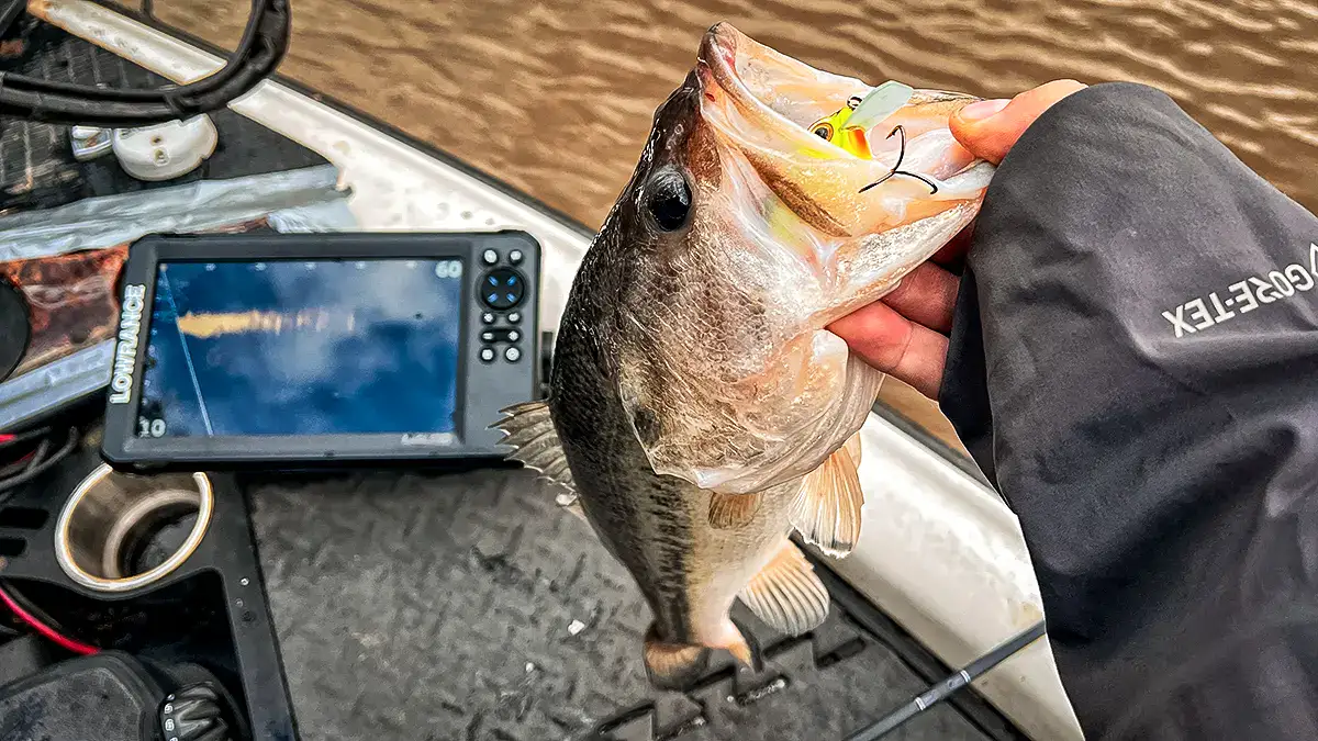 The Lowrance Eagle Eye 9 and the bass it helped catch