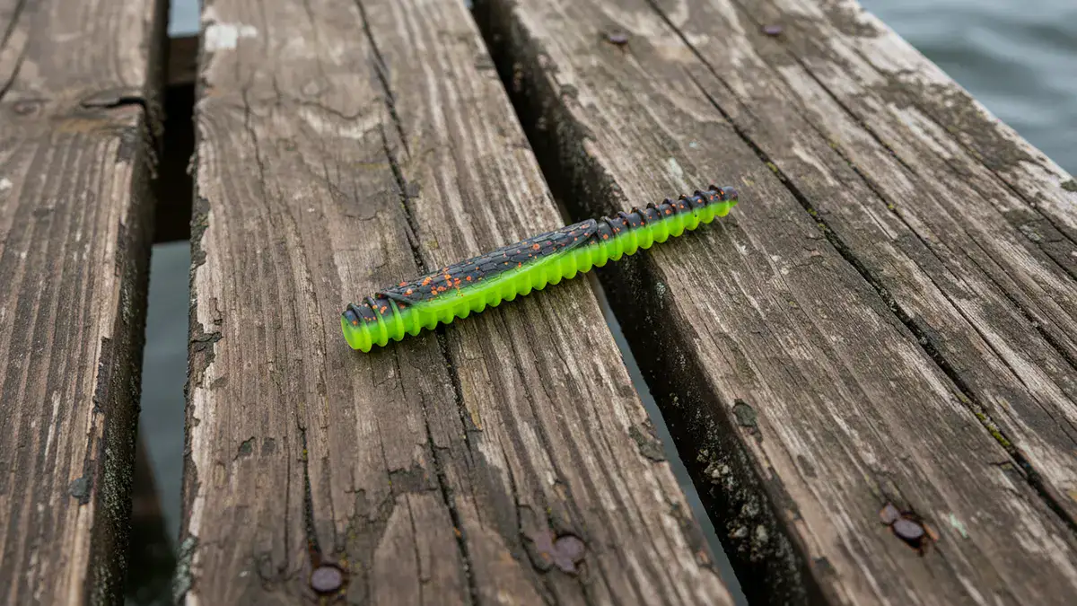 A Rapala CrushCity Customs Ned BLT lure on a dock