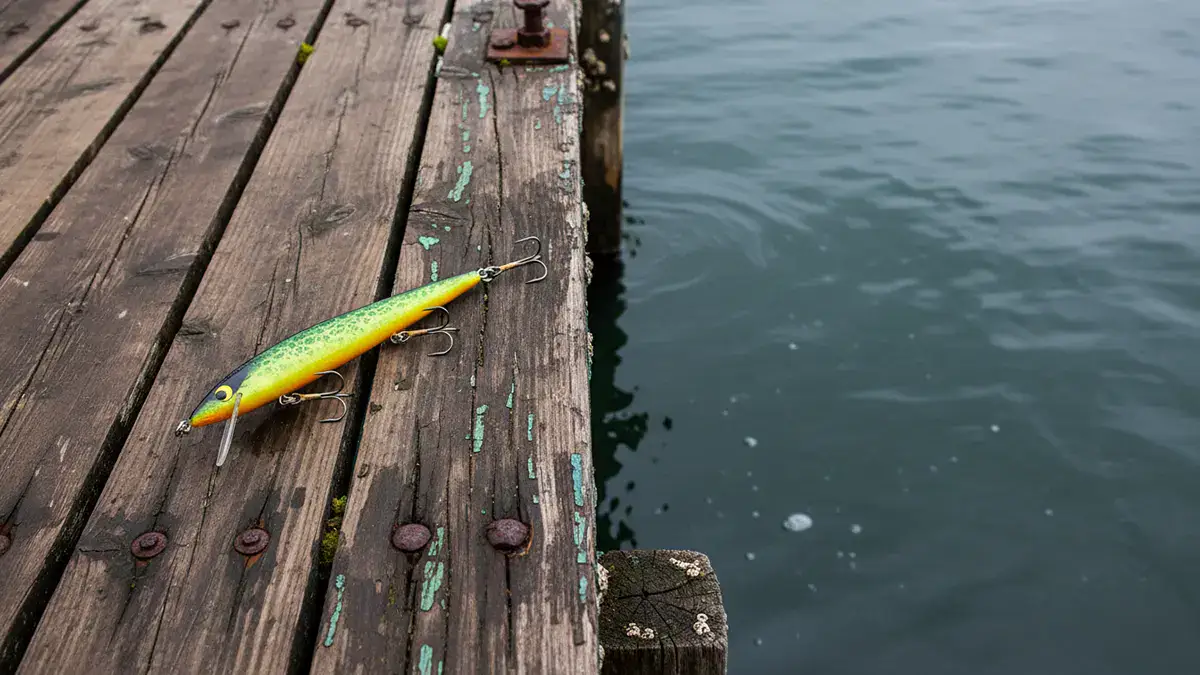 A brightly colored Smithwick Suspending Rattlin’ Rogue lure