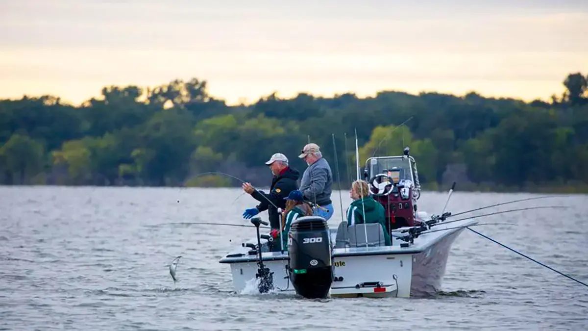 A four-person fishing excursion at Lake Texoma State Park