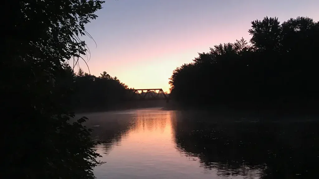 small creek at sunset