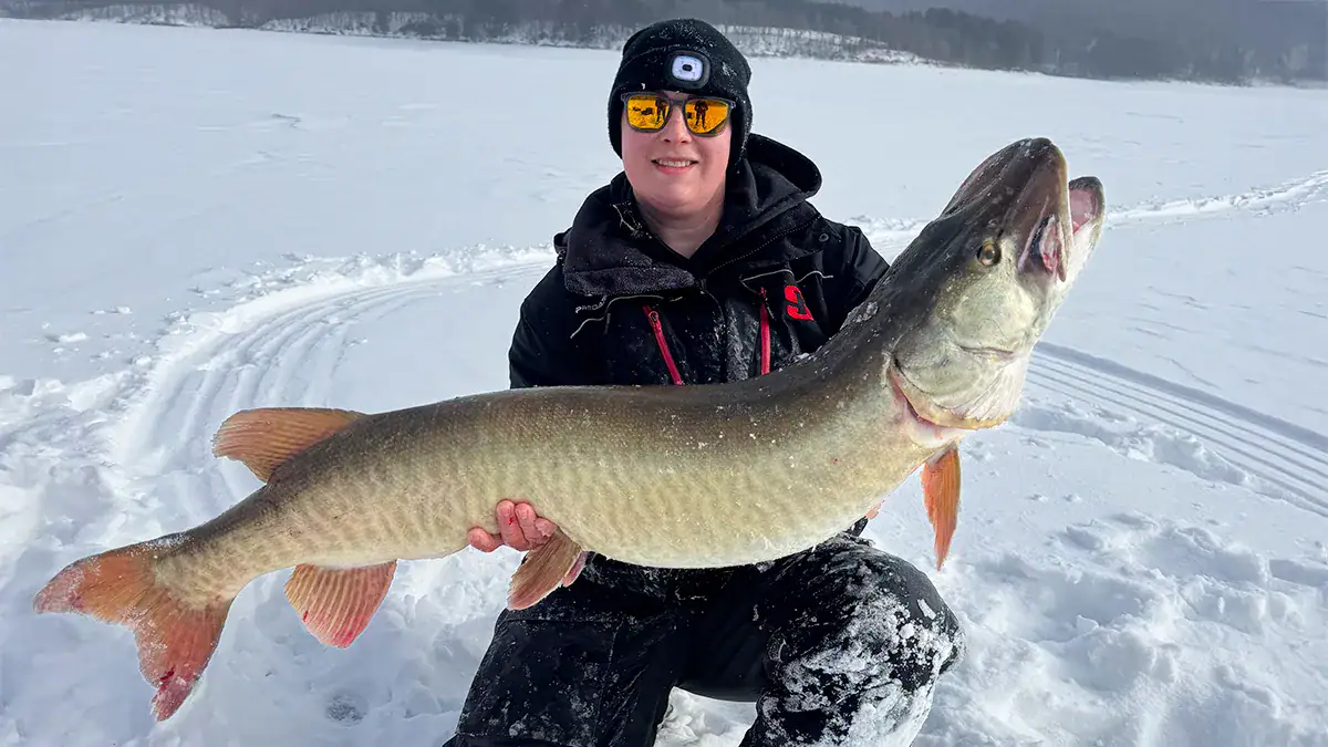 On Jan. 31, Brett Baldwin pulled a 52-Inch muskie through ice on the Allegheny Reservoir.