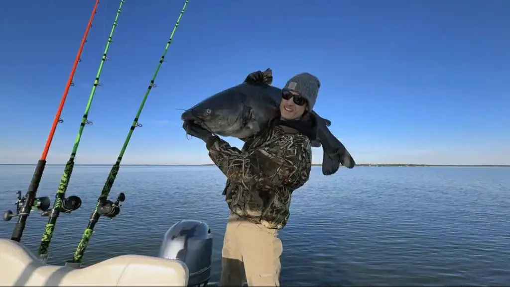 Caleb Jackson with a 73-pound blue catfish