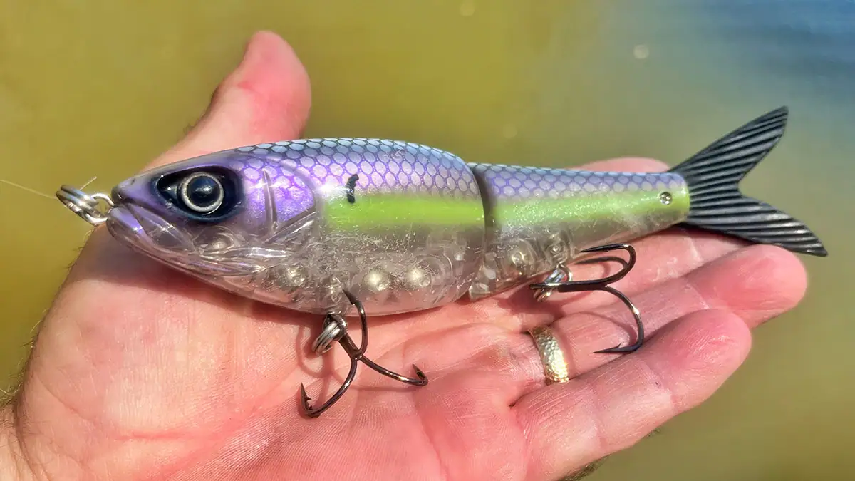 Strike King's Hog Father Jr. held in an open palm.