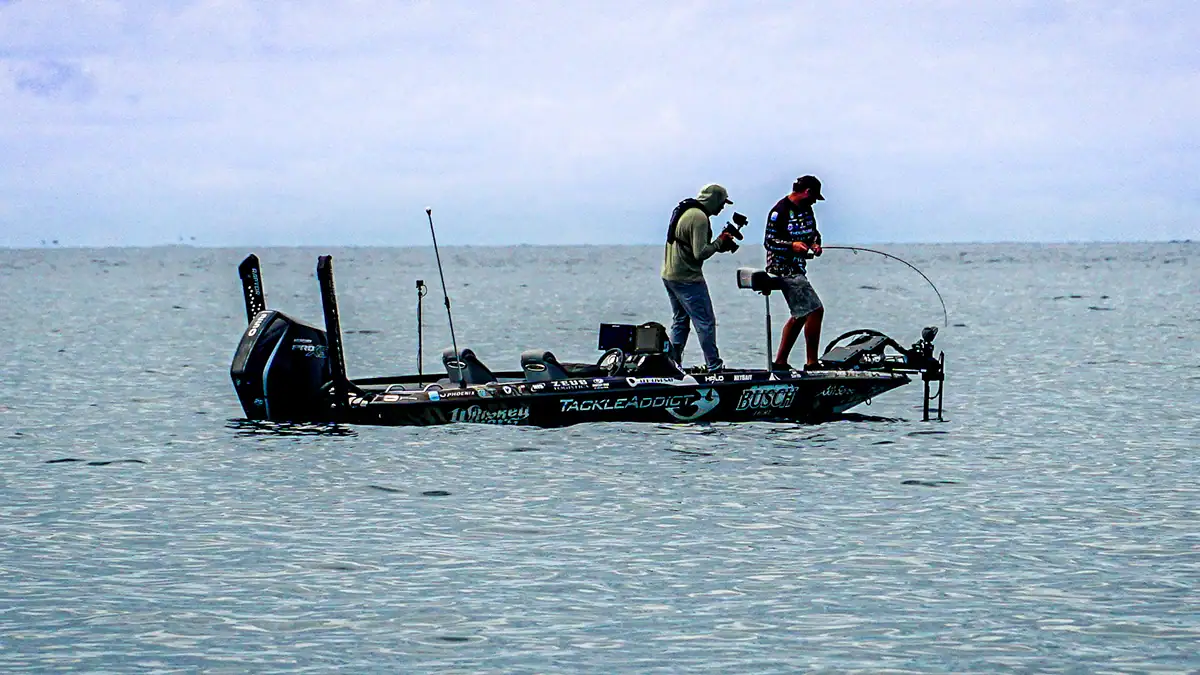 Two anglers on the water.