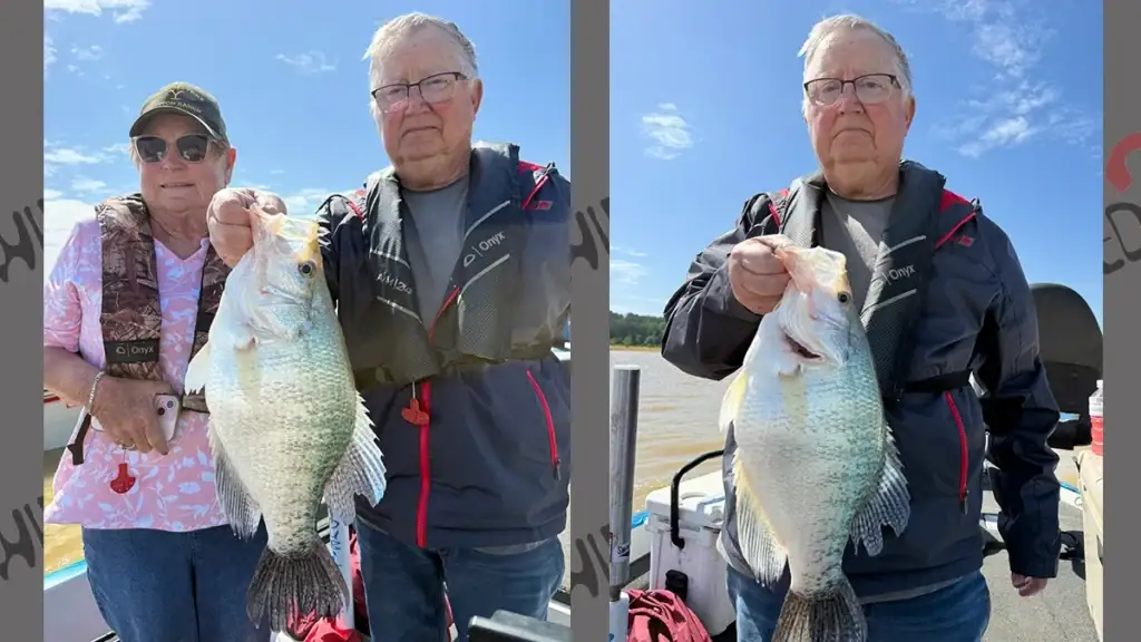 Barry and Helen Girten, and the four-pound crappie Barry caught April 24.