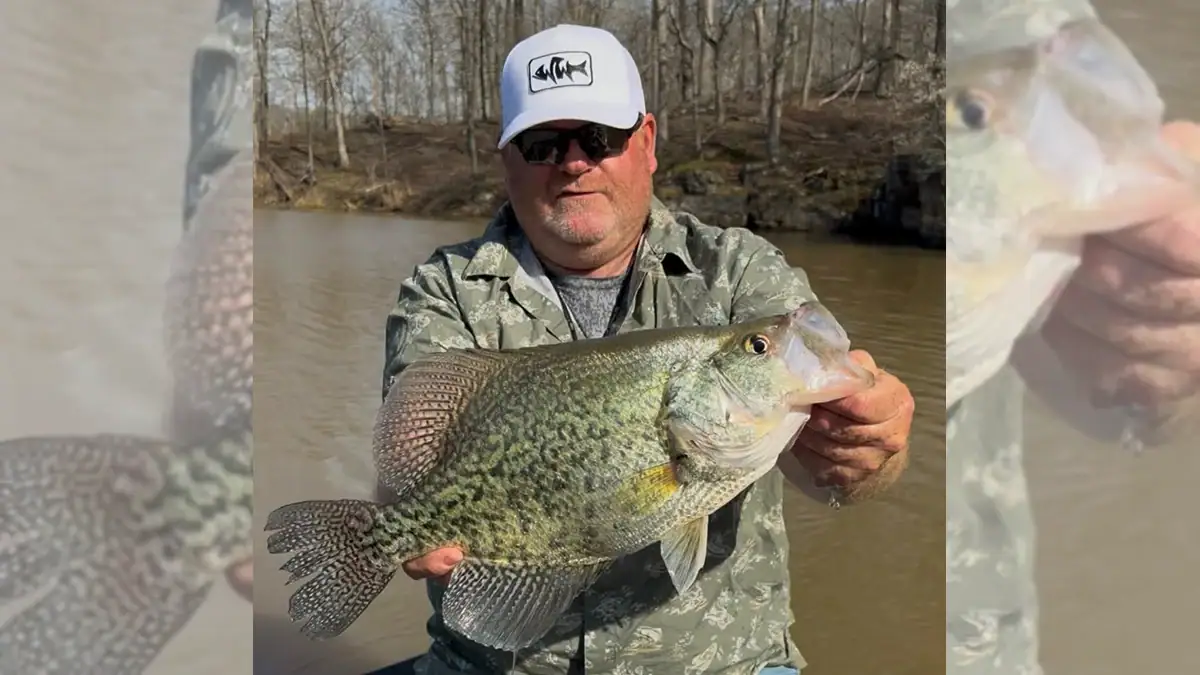 Eric Morey shows off one of the four-pound crappies he recently caught.