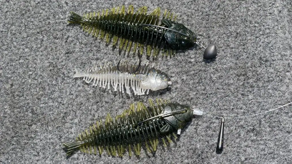 A trio of D-Style Geelacanth lures.