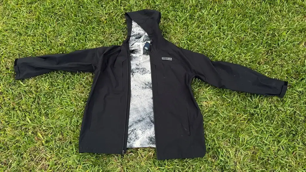 Best Light Rain Gear for Warm Weather: Magellan Outdoors Pro Jacob Wheeler Angler Technical Rainbreaker.