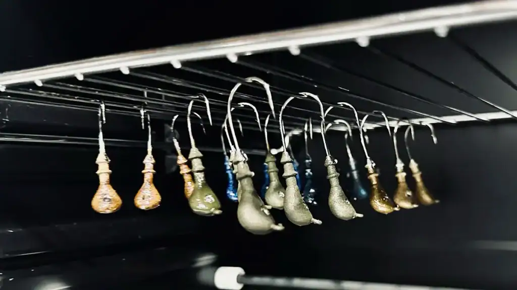 jigheads curing in oven