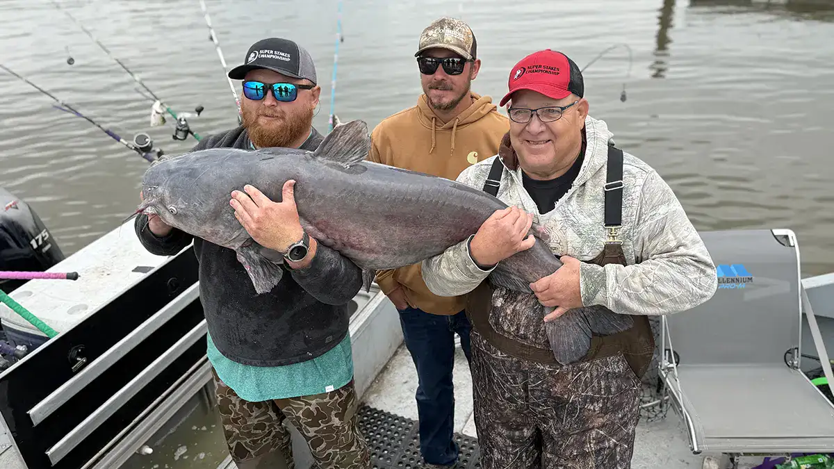 anglers with West Virginia record catfish
