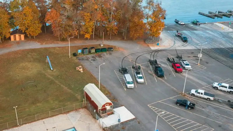 Launching a bass boat at a boat ramp