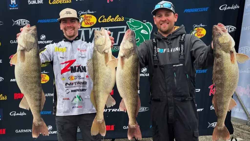 Dylan Nussbaum and co-angler at National Walleye Tour (NWT) opener