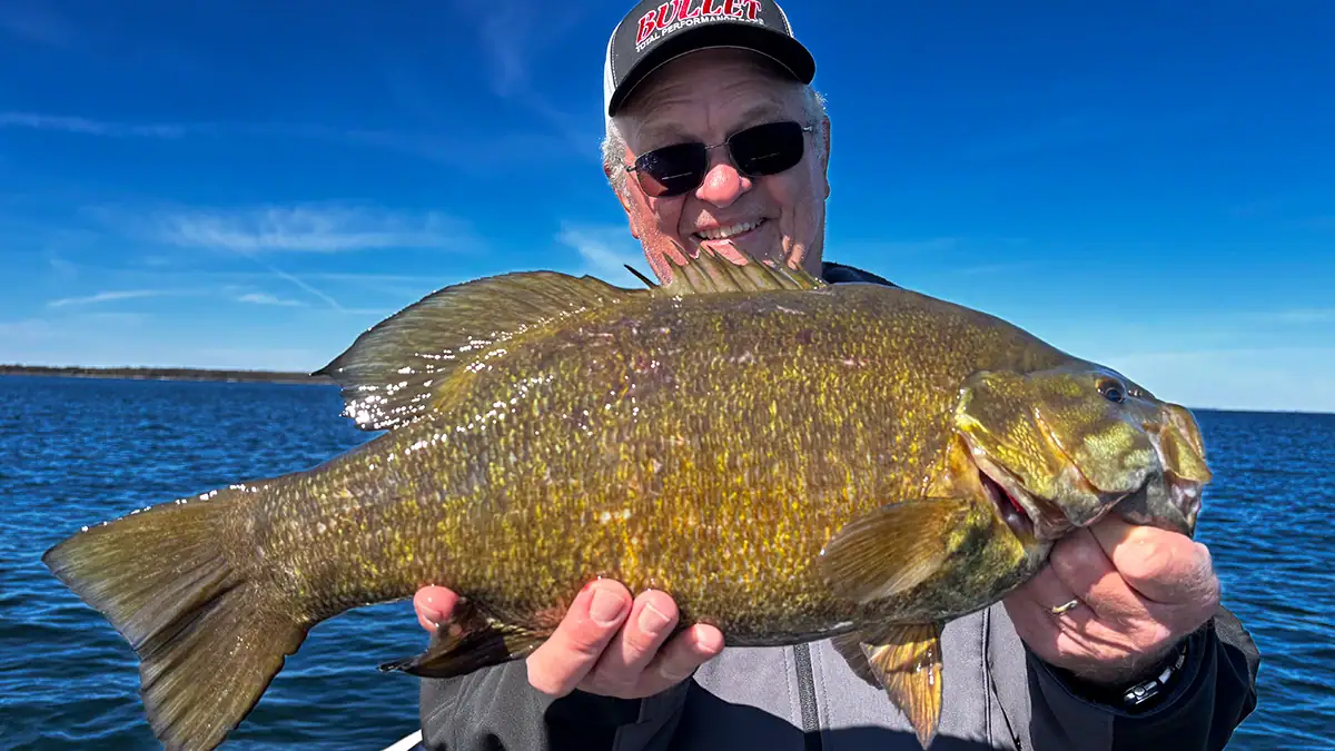 A bass caught with a skirted jig.
