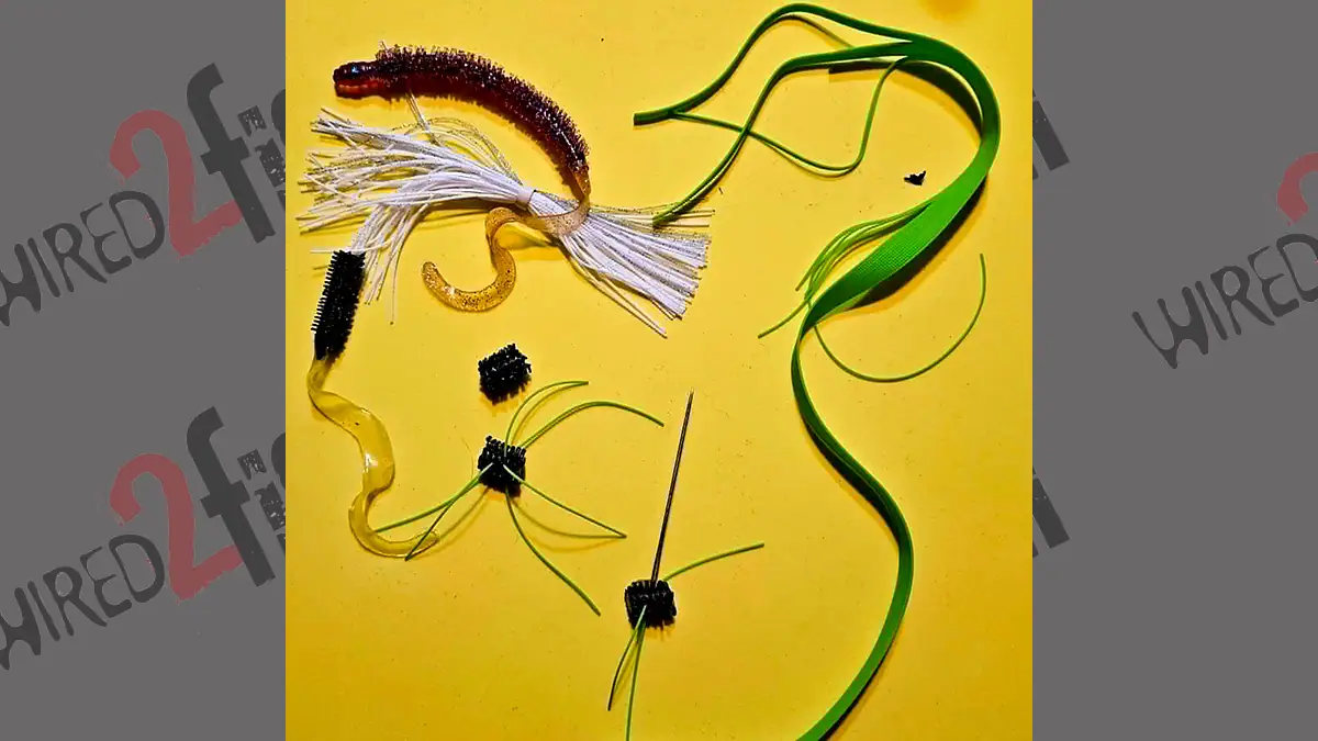 The materials angler Gene Murray uses to make his mini dice "flies."