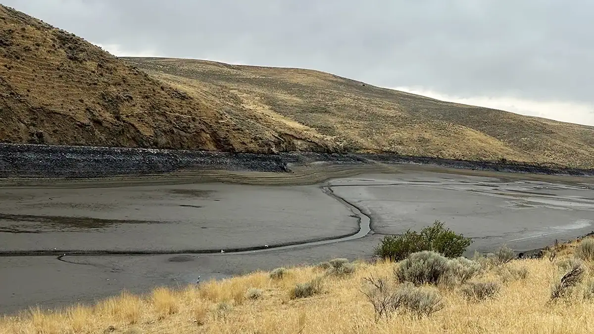 The Thief Valley Reservoir when it drained completely in 2024.