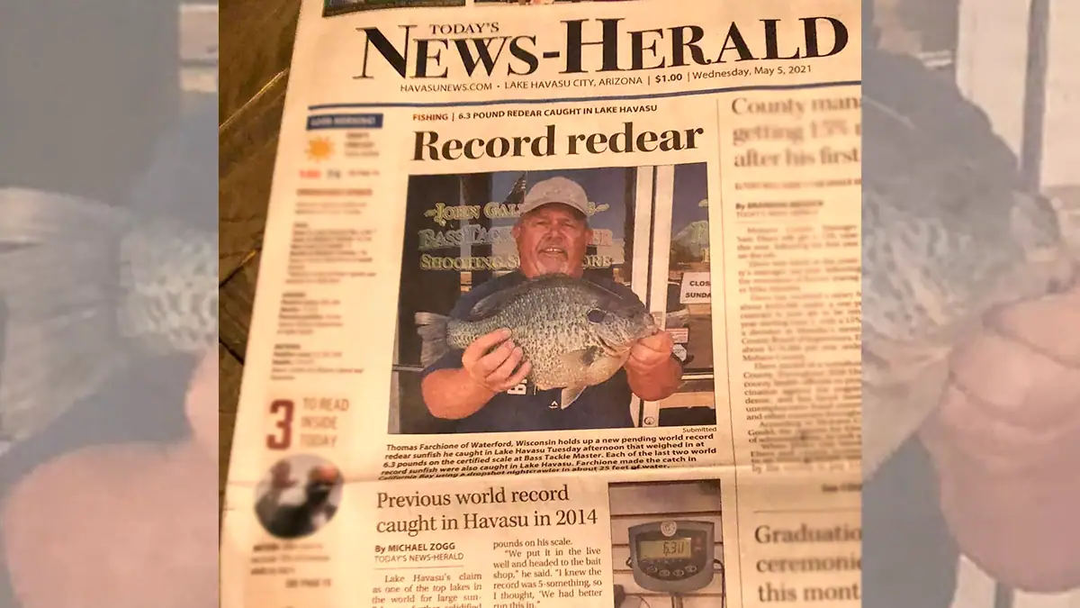 Tom Farchione was front-page news when he caught a giant redear in 2021.